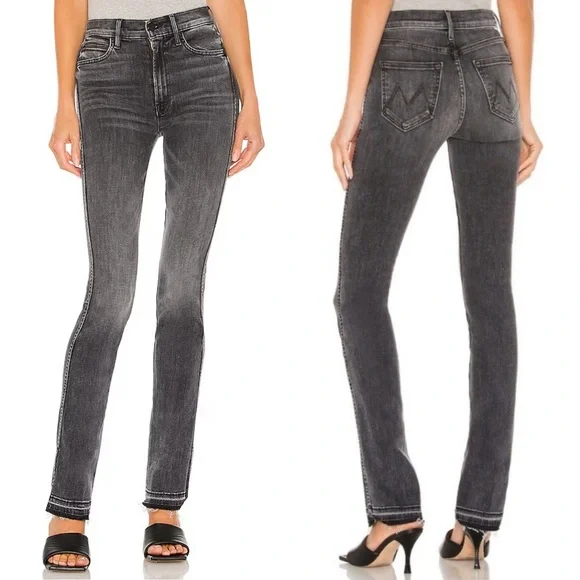 NWT Mother High Waisted Rascal Slice Undone Straight Leg Jeans Friday The 13th - Picture 1 of 11